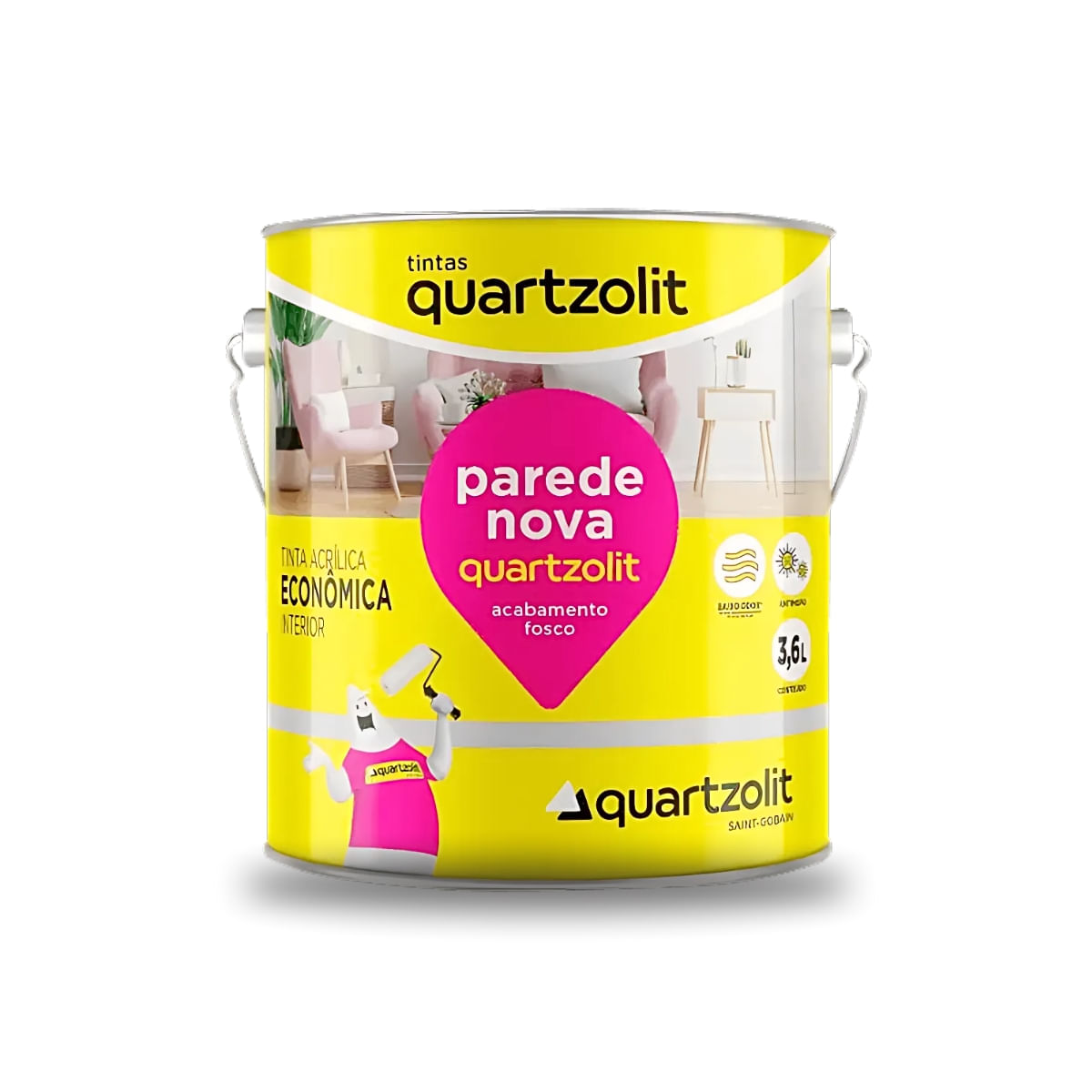 Tinta Acrílica Economica Parede Nova Branco Gelo (Galão 3,6 Llitros) - WEBER QUARTZOLIT